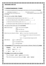 English Worksheet: listening test