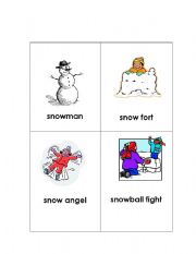 English Worksheet: snow flash cards