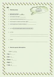 English worksheet: COMPARATIVE AND SUPERLATIVE & numbers & animals