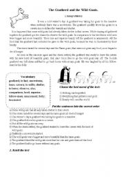 English Worksheet: Aesops fables (Part I) The Goatherd and the Wild Goats.