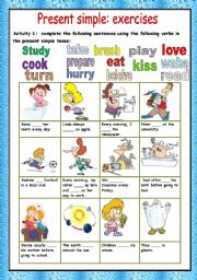 English Worksheet: present simple exercises + key 