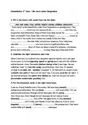 English Worksheet: cnsolidation 1st form