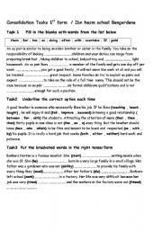 English Worksheet: cnsolidation 1st form