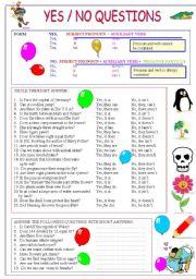 English Worksheet: Yes/No questions and general knowledge