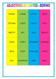 English Worksheet: ADJECTIVES OPPOSITES DOMINO