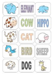 English Worksheet: ANIMALS FLASH-CARDS 2 PAGES