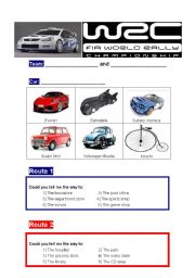 English Worksheet: Rally Car Directions