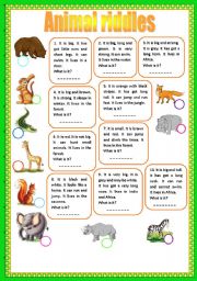 English Worksheet: Animal riddles