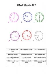 English worksheet: What time is it?