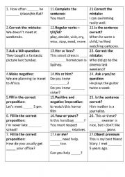 Revision of pronouns, tenses, articles