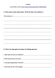 English worksheet: Daily routine listening (answers included)
