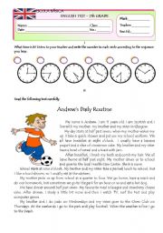 English Worksheet: Test on DAILY ROUTINE Version A