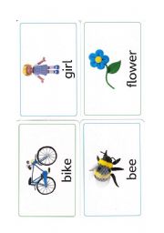 English Worksheet: flower bee bike girl