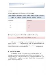 English worksheet: consilidation activities