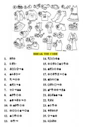 English Worksheet: CLOTHES - BREAKING THE CODE