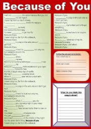 English Worksheet: Because of You