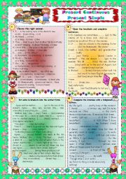English Worksheet: PRESENT SIMPLE & PRESENT CONTINUOUS