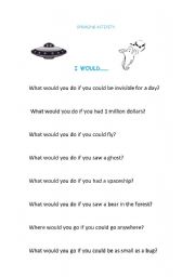 English worksheet: SPEAKING ACTIVITY