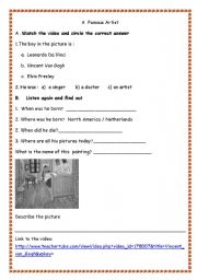 English Worksheet: Van Gogh