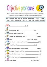 English Worksheet: Objective Pronouns