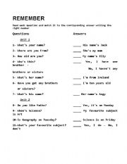 English worksheet: Read&Match