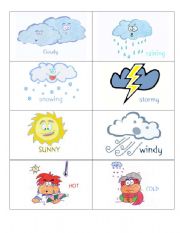 English Worksheet: Weather Flash Cards