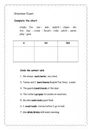 English worksheet: grammar exam