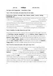 English Worksheet: consolidation 4th form Unit One