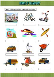 English Worksheet: MEANS OF TRANSPORT 