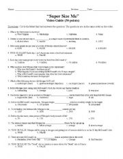 English Worksheet: Supersize Me Video Guide