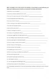 English Worksheet: Verb tense recognition