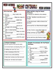 English Worksheet: PRESENT CONTINUOUS