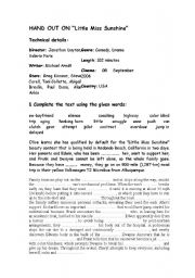 English Worksheet: Little Miss Sunshine. Exercises about the film