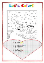 English Worksheet: Valentines Day. Lets color!