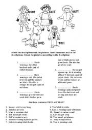 English Worksheet: CLOTHES - descriptions