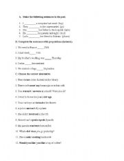 English Worksheet: grammar revesion
