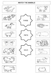 English Worksheet: Match the animals