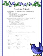 English Worksheet: Connectors or Conjunctions