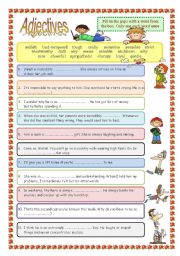 English Worksheet: adjectives