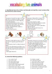 English Worksheet: vocabulary fun - animals (15.01.12)