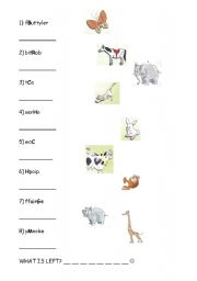 English worksheet: Guess the names of animals