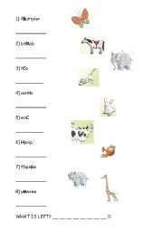 English Worksheet: Guess the names of animals