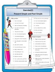 English Worksheet: Present simple vs past simple exercise2