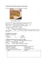 English Worksheet: food and cooking