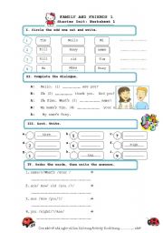 English Worksheet: Number and color