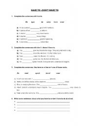 English Worksheet: HAVE TO