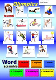 Olympic sports + word scramble