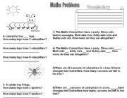 English Worksheet: Maths Problems- The Hungry Caterpillar