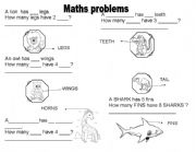 English Worksheet: Maths Problems- TAnimals, parts of the body