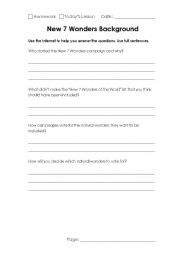 English worksheet: wonders of Nature